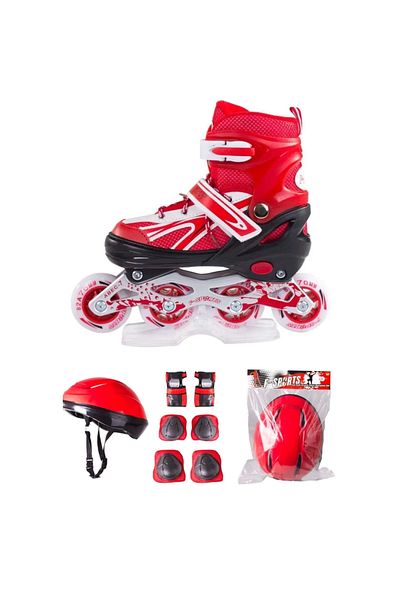 berattoys Illuminated Children's Skates and Helmet Knee Pad Set Silicone Wheel Metal Body Adjustable Number 34/37