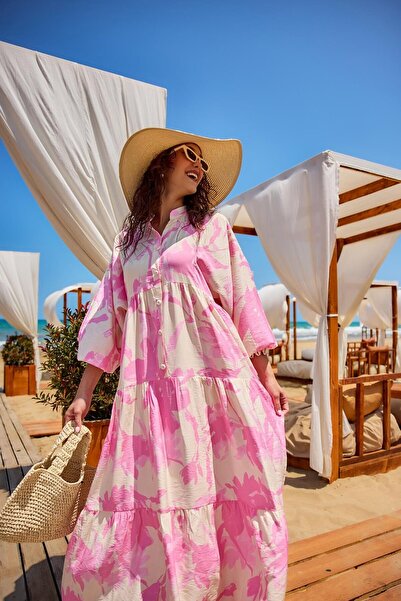 LOCCO Rochie de damă cu model mixt roz