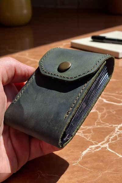 MAT Deri Green 10 Card Compartment Accordion Credit Card Holder Genuine Leather Mini Size Card Holder