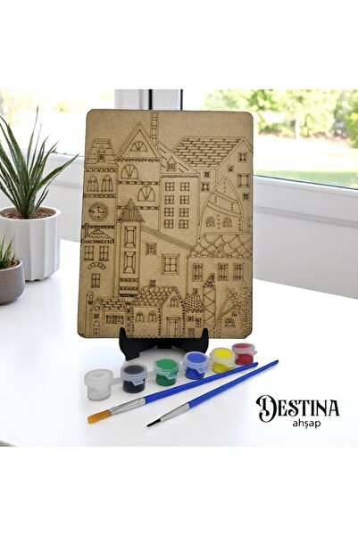 Destina Ahşap Mandala Boyama Seti Ekonomik Seri "Model 40"