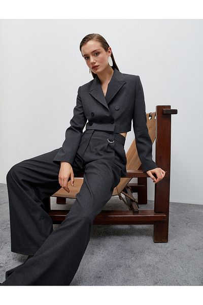 Koton Crop Double Breasted Blazer Jacket