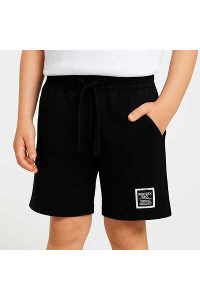 krm kerem bebe Pantaloni scurți negri din bumbac pieptănat cu ștampilă pentru...