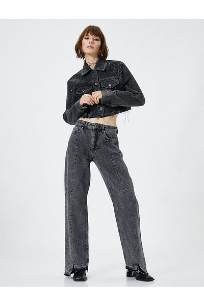 Koton Blugi cu picioare drepte Buzunar din bumbac cu talie standard - Nora Jeans