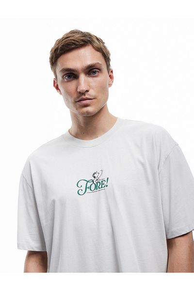 Koton Oversize Cotton Short Sleeve Licensed Snoopy Printed T-Shirt