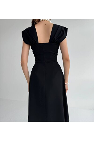 MODA DURAĞI Sıralı Inci Detaylı Midi Abiye Mezuniyet Elbisesi