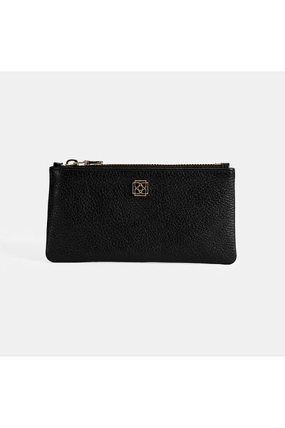 Desa Women's Black Zippered Leather Wallet