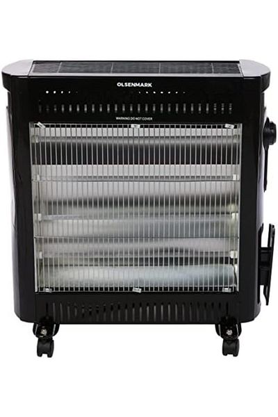 Olsenmark 2000w Quartz Heater Adjustable Power, Power Indicator Light, Carry Handle, Easy To Move With Wheels