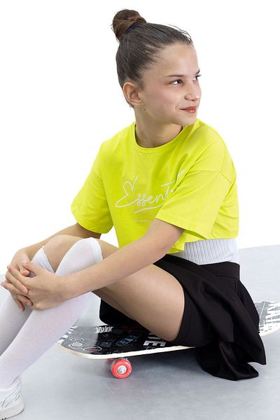 Cansın Mini Fusta de tenis neagră cu talie elastică pentru fetiță 21044
