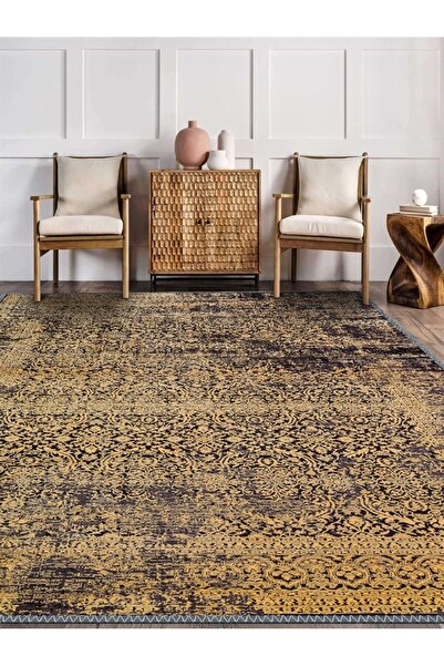 Serteks Klumor Eskitme Desen Gold Dokuma Taban Salon - Oturma Odası Halısı