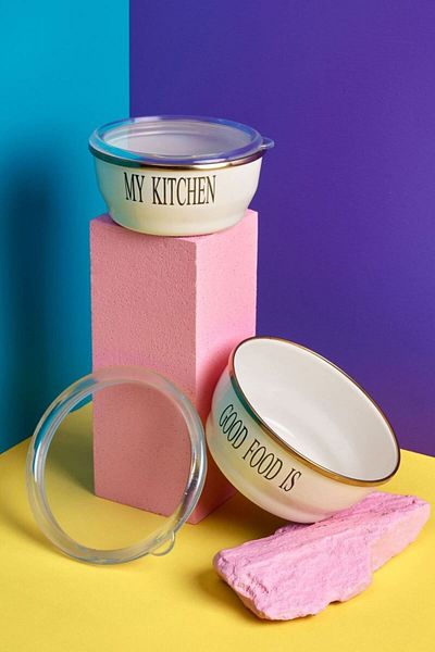 Miss Betty 63455 Motto 2-Piece Storage Container Ivory