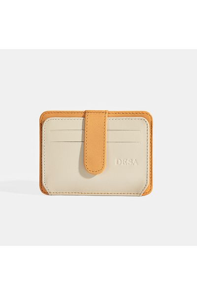 Desa Women's Orange Leather Card Holder