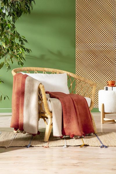 Özdilek Ozdılek Tk Blanket Cotton Colorist Pompom Zıegl-Tussah
