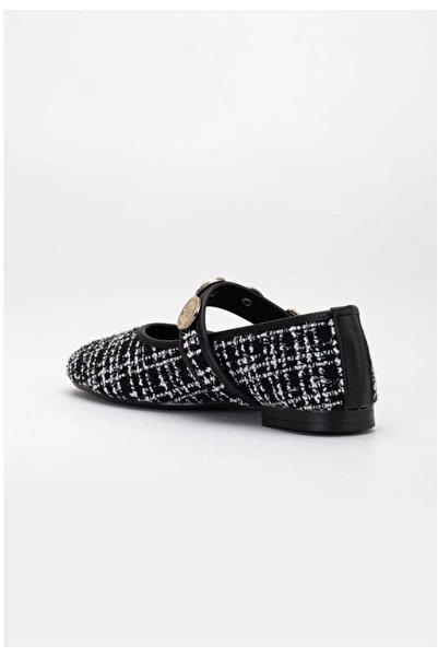 ELEVAM Women's Bitter Brown Daily Ballerina Strap Adjustable Buckle Tweed Fabric Lightweight Comfortable Shoes