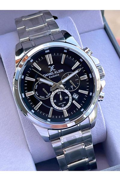 Daniel Klein Steel Cord Black Dial Inner Functions Active 3 Atm Men's Wrist Watch Edk.1.10721.1