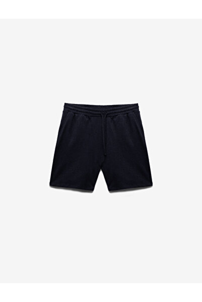 Koton Cotton Textured Bermuda Waist Lace-Up Shorts