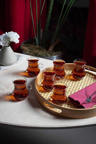 HOMENIVA طقم من 6 أكواب شاي بوروسيليكات مع مقابض