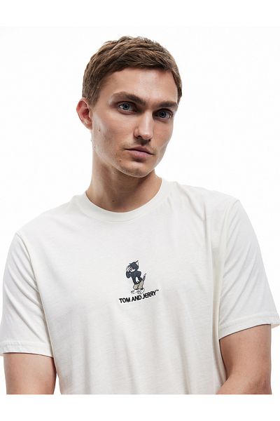 Koton Short Sleeve Cotton Crew Neck Regular Fit Licensed Tom and Jerry T-Shirt with Back Print