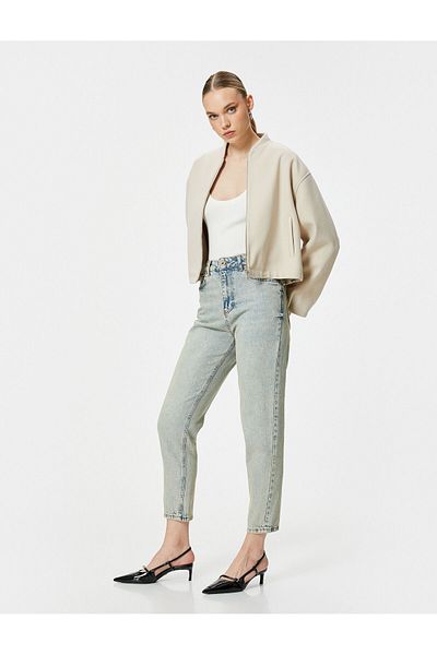 Koton Mom Fit High Waisted Pocketed Cotton Jeans - Mom Jean