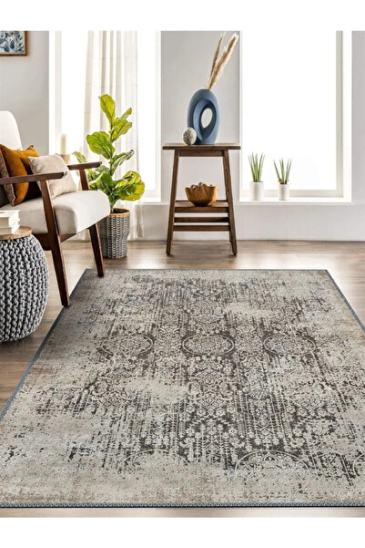 Serteks Modern Eskitme Desenli Halı Dokuma Taban Dekoratif Şönil Salon Oturma...