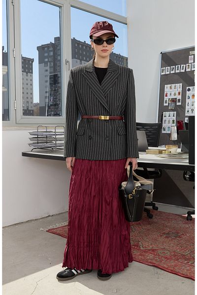 Fatma Atasoy Fusta Crash din satin de bumbac Bordeaux