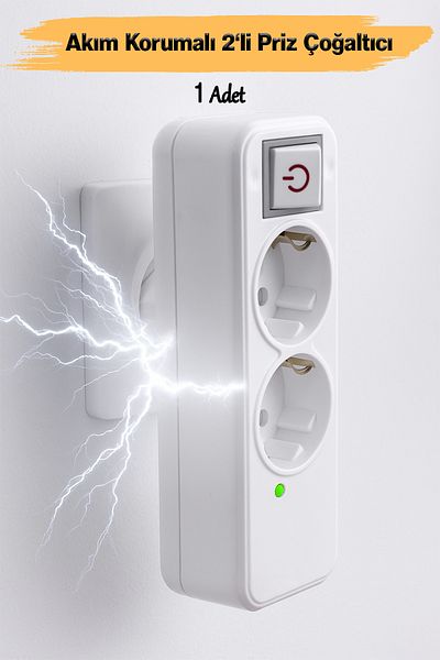 Badem10 2-Piece Group Socket with Wireless Surge Protection Switched Plug Socket with Golyat Button Grounded Multi Coupler