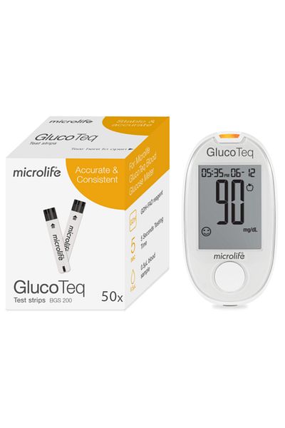 Microlife Promo Package: 1 Box of Microlife GlucoTeq Test Strips + Microlife GlucoTeq Glucometer