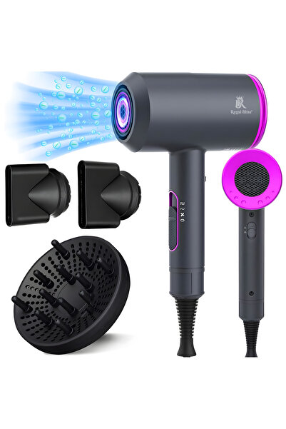 Regal Bliss Uscator de par profesional ionic ®, Putere 2000W, Set 3 Accesorii, Roz si Negru