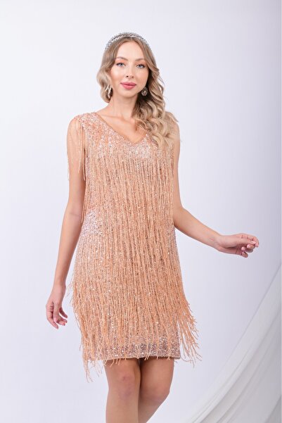 GATSBYLADY LONDON فستان حفلات أحمر خدود لامع مع هامش من الترتر