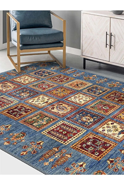 Serteks Vintage Desen Halı Dokuma Taban Dekoratif Şönil Salon Oturma Odası Mu...