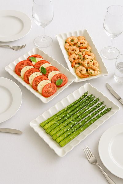 RGS ÇİNİ Rgs Sardine Series Set of 6 Ceramic Boat Plates