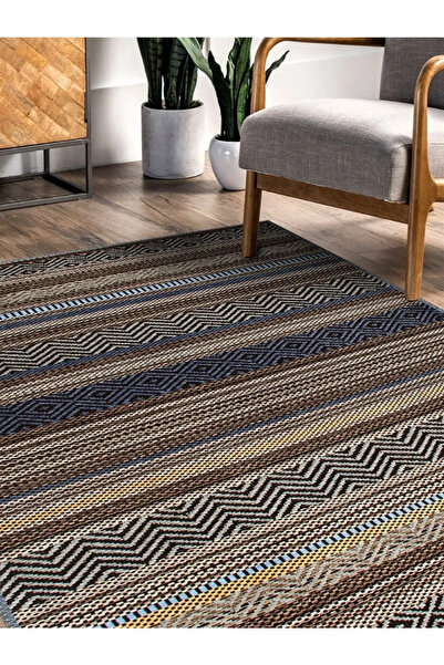 Serteks Modern Desenli Kilim Halı Dokuma Taban Dekoratif Şönil Salon Oturma O...