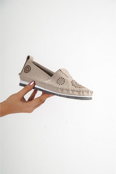 Deripabuc Genuine Leather Silver-g Women's Leather Ballerinas Dp16-0065