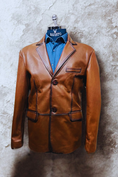 MASERTO Brown Leather Jacket
