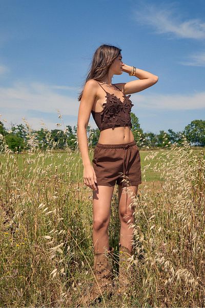 Stradivarius Floral crochet top