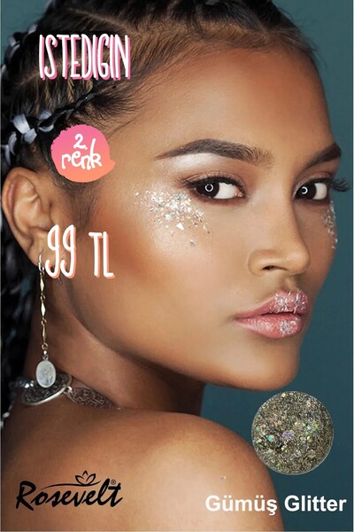 ROSEVELT Silver Colored Glitter Glitter - Glittering Face Makeup
