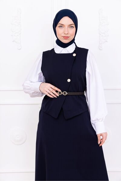 BURCU TESETTÜR Belted Vest and Skirt Suit 2501