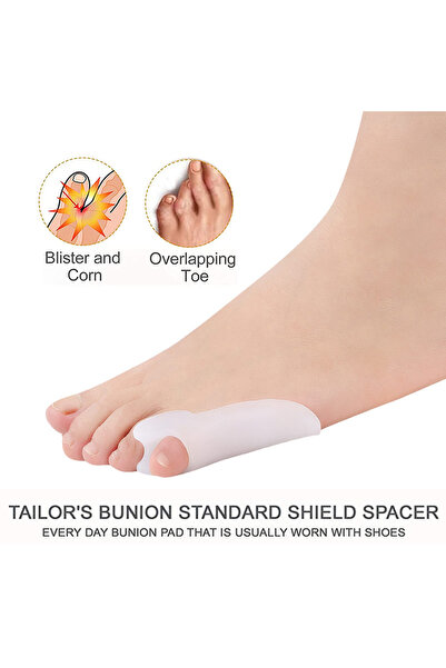 Choice1 أبيض - قطعتان من Pexmen 2/4 قطع من جل تصحيح إصبع القدم الصغير وفاصل إصبع القدم الصغير ووسادات إصبع القدم الصغيرة لـ Pai