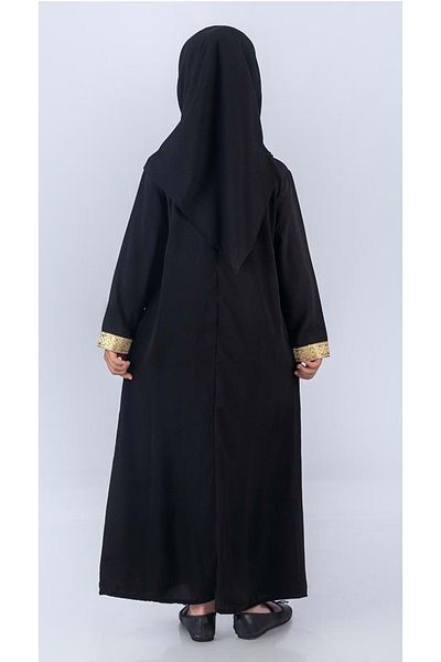 Mnk Baby&Kids Rochie de rugăciune hijab din țesătură de mătase Medina cu eșarfă M00742 Negru