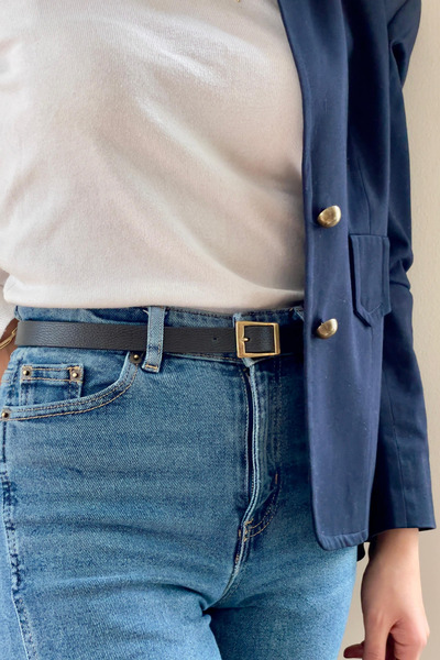 Radino Collection Kadın Suni Deri Kemer – Kare Tokalı, Ince Ve Minimal Tasarım, Günlük Ve Klasik