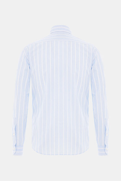 W Collection WHITE LONG SLEEVE STRIPED PATTERNED SHIRT
