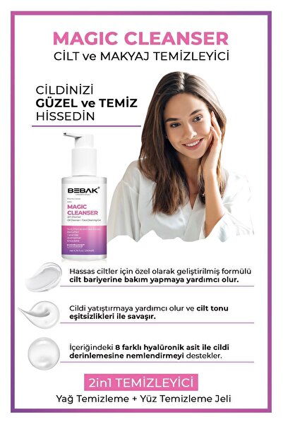 Bebak İki Aşamalı Cilt ve Makyaj Temizleyici Jel 200ml