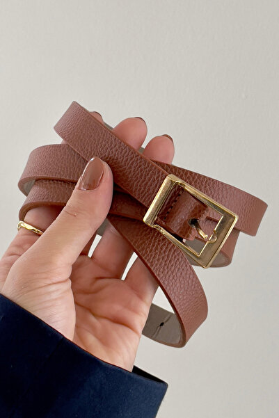 Radino Collection Curea de damă din piele artificială – cataramă pătrată, des...