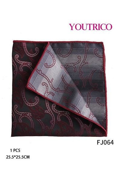 Youtrico Burgundy Vintage Pocket Square - Elegant Men's Handkerchief for Suit and Formal Wear