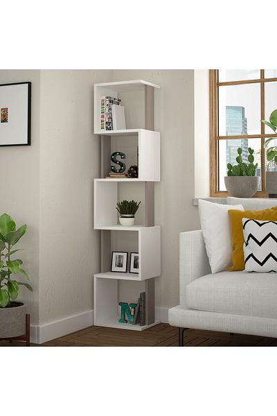Mourah Home Mourah Home Piri Modern Bookcase Display Unit White Mocha