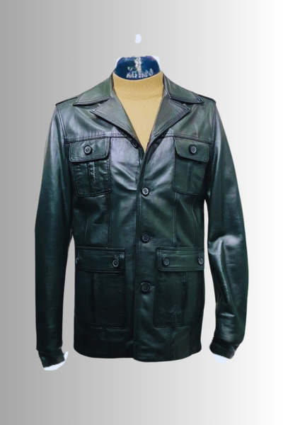 MASERTO Genuine Black Men's Leather Jacket Modern Cut