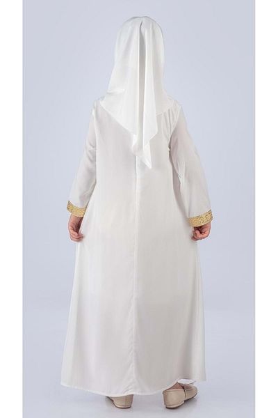 Mnk Baby&Kids Medina Silk Fabric Hijab Prayer Dress M00742 Ecru
