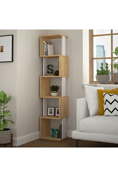 Mourah Home Mourah Home Piri Modern Bookcase Display Unit Oak White