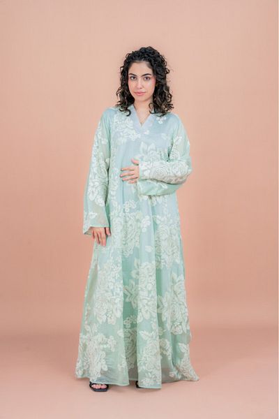 IKKXA Floral Embroidered Jalabiya