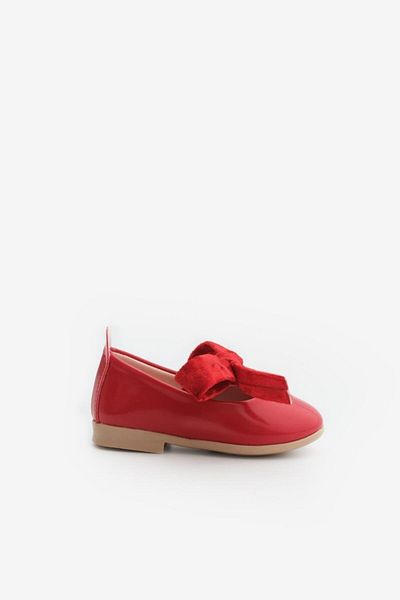 Le Mabelle Red Patent Leather Velvet Bow Girls' Shoes