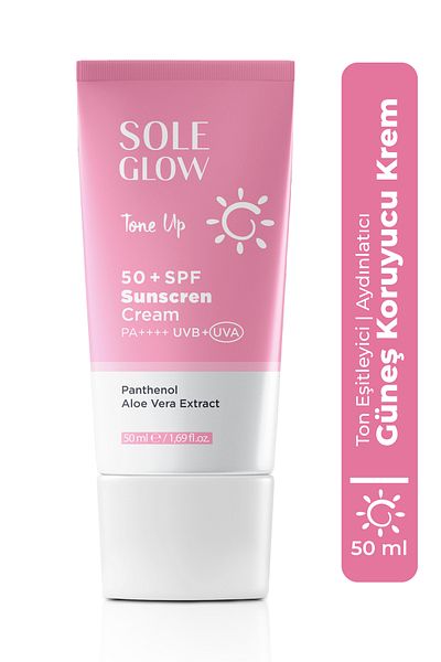Sole Glow Pink Sun Cream 50+ Spf 50ml |   Tone Equalizing & Brightening Facial Sunscreen